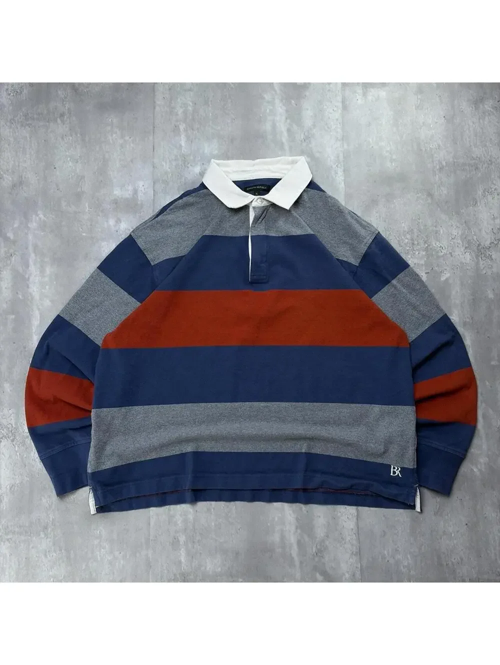 Y2K Banana Republic Striped Rugby Long Sleeve Polo Shirt